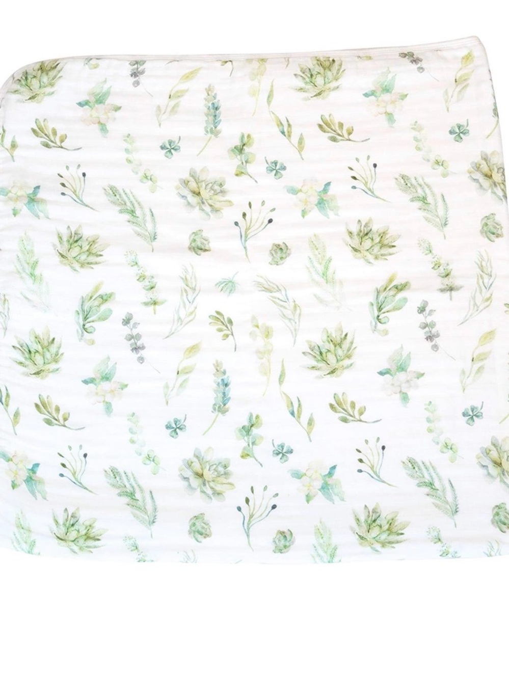 Botanical Green Floral 100% Organic Cotton Muslin Blanket